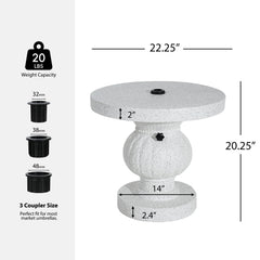 Berra MGO Outdoor Patio Side Table Umbrella Base with Sand-filling Design