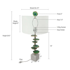 Verdant Agate-Slice Table Lamp with Marble Base