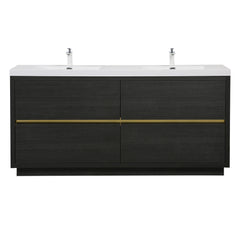 Bathin Freestanding Bathroom Vanity With Double Sinks, Bathroom Storage Vanity Cabinet With Stone Resin Countertop And Soft Close Drawers