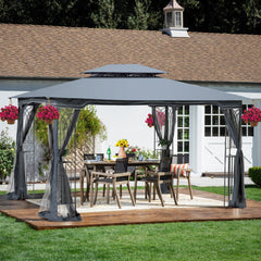 13x10 Outdoor Patio Gazebo Canopy Tent with Ventilated Double Roof and Mosquito Net