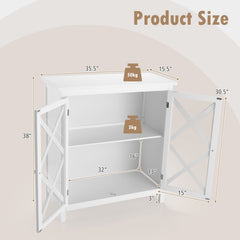 Freestanding Kitchen Buffet Cabinet with Glass Doors and Adjustable Shelf