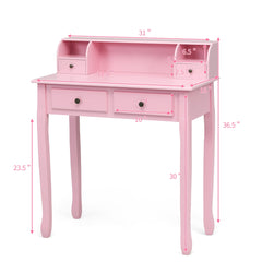 Writing Desk 2-Tier Vanity Desk Computer Desk with 4 Drawers