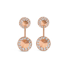 14K Rose Gold 1.00 Cttw Diamond Double Cone Jacket Stud Earring (G-H Color, SI1-SI2 Clarity)