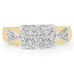 14K Yellow Gold Plated 0.21 Carat Genuine White Diamond .925 Sterling Silver Ring