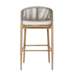 Outdoor Bar Height Aluminum Frame Counter Stools with Scallop-shaped Backrest & Water-resistant Cushions