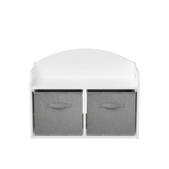 Toy Box Bench With Collapsible Drawers, Storage Cabinet Organizer - White