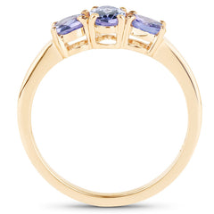 18K Yellow Gold Plated 0.90 Carat Genuine Tanzanite .925 Sterling Silver Ring