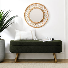 Ottoman Oval Storage Bench With Rubber Wood Legs