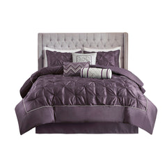 7 Piece Tufted Comforter Set Plum Full