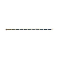 18K Yellow Gold Alternating 1 1/5 Cttw Diamond and 3X3 MM Blue Sapphire Tennis Bracelet (G-H Color, VS1-VS2 Clarity) - 7" Inches