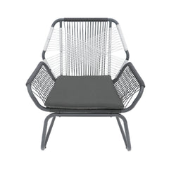 Set of 2 Woven Rattan Outdoor Club Chairs with Cushions