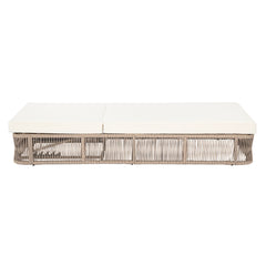 Beige and White Adjustable Sunlounge with Woven Rope Base