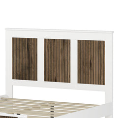 4-Pieces Bedroom Sets, Queen Size Farmhouse Platform Bed with Storage