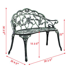 Outdoor Cast Aluminum Patio Bench Antique Rose