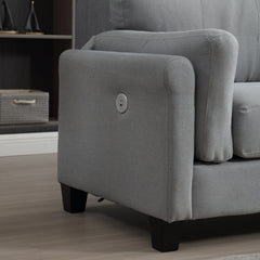 Modern Gray Sofa with Integrated USB and Type-C Charging