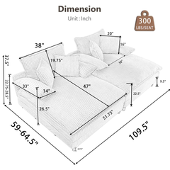 San Jose Four-Position Corduroy Chaise Lounge