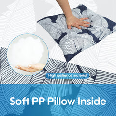 2 Pack Outdoor Throw Pillows, Waterproof & Fade-Resistant (18x18 Inch, Blue Leaf)