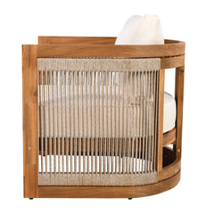 Premium Acacia Wood Outdoor Club Chair with Curved Tub Design