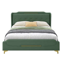 Queen Size Leather Bed Frame with Wingback Headboard & Footboard