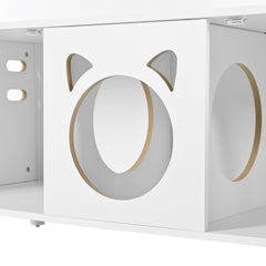 Furniture Style Cat Cabinet Cream White Cat Litter Box
