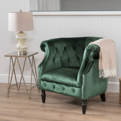 Celestialis Upholstered Club Chair with Tub Design and Rolled Recessed Armrests