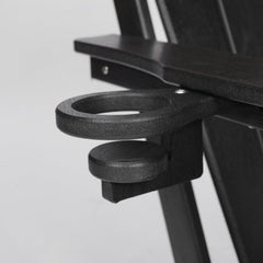 HDPE Folding Adirondack Chair with Dual Cup Holder - Black