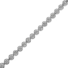 .925 Sterling Silver 1.0 Cttw Diamond Miracle-Plate Open Quatrefoil Flower Circle-Link 7" Tennis Bracelet (I-J color, I3 clarity)
