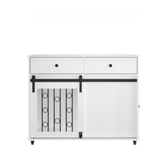 Dog Crate Furniture With Double Drawers And Sliding Barn Door, Pet Kennel For Small To Medium Dogs - White