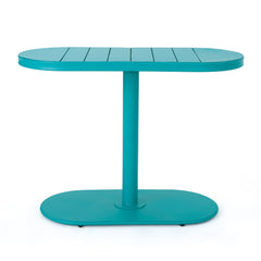 3-Piece Elegant Outdoor Bistro Set with 2 Chairs and Oval Table, Teal