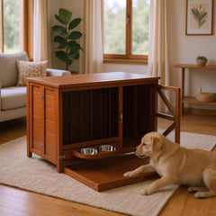 33" Solid Wood Dog Crate Furniture - Foldable Indoor Kennel