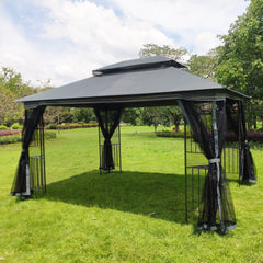 13x10 Outdoor Patio Gazebo Canopy Tent with Ventilated Double Roof and Mosquito Net