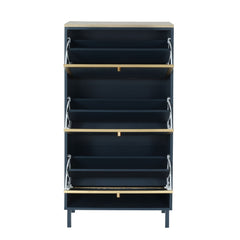 Modern Rattan 3 Door Shoe Rack Cabinet for Entryway
