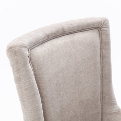 A&A Furniture Ultra Side Dining Chair with Thickened Fabric and Bronze Nail Head, Beige, Set of 2
