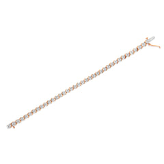 14K Rose Gold Plated .925 Sterling Silver 1/4 Cttw Diamond Round Miracle Plate and "S" Link Tennis Bracelet (I-J Color, I2- I3 Clarity) - 7"