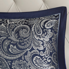 12 Piece Comforter Set with Cotton Bed Sheets Navy Queen