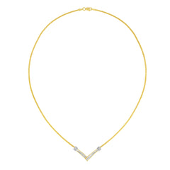 14K Yellow and White Gold 1/4 Cttw Princess Cut Diamond Channel-Set “V†Shape 18" Pendant Necklace (H-I Color, SI2-I1 Clarity)