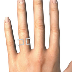14k White Gold Modern Dual Band Style Diamond Ring (1/2 cttw)