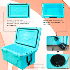 Blue 65QT Outdoor Cooler Ice Chest
