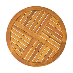 27.5' Outdoor Circular Wood Bistro Table with Curved Legs and Slat Panel