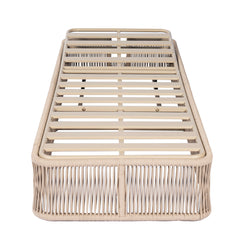 Beige and White Adjustable Sunlounge with Woven Rope Base