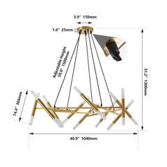 41' Golden Modern Chandelier Light Fixture with Branch Design