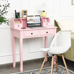 Writing Desk 2-Tier Vanity Desk Computer Desk with 4 Drawers