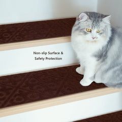 15Pcs Indoor Non-Slip Stair Carpet Mats for Wooden Steps