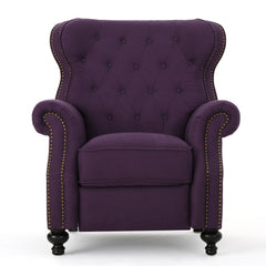 Accented Push Back Recliner Chair With Rolled Arms