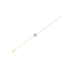 14k Yellow Gold Blue Evil Eye Bracelet (1.00 mm)