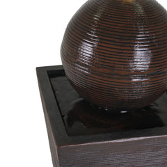 35.5' Dark Brown Concrete Tall Column Fountain with LED Lights
