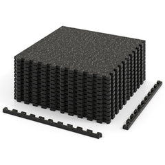 0.79 inch Thick Rubber Top Exercise Mat 48 Sq Ft with Boarders