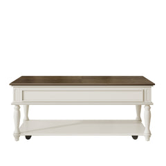 Farmhouse Coffee Table with One Drawer in Grey and White