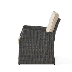 ST MARTA Single Sofa Outdoor Relaxation Seat Grey PE Rattan Waterproof Fabric