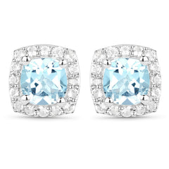 4.62 Carat Genuine Blue Topaz and White Topaz .925 Sterling Silver 3 Piece Jewelry Set (Ring, Earrings, and Pendant w/ Chain)